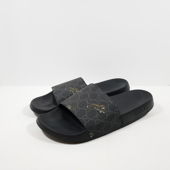 Gucci Other - Gucci Tiger Print Slide Sandal - Black 12M
